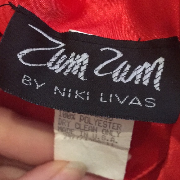 Bright orange red satin prom dress - Picture 6 of 7